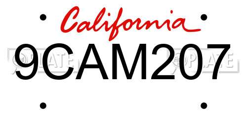 9CAM207 California License Plate