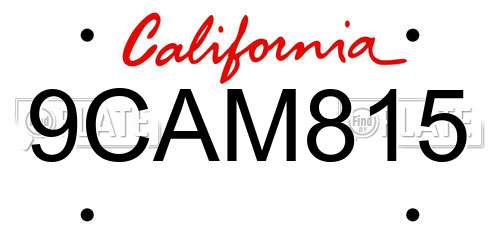 9CAM815 California License Plate