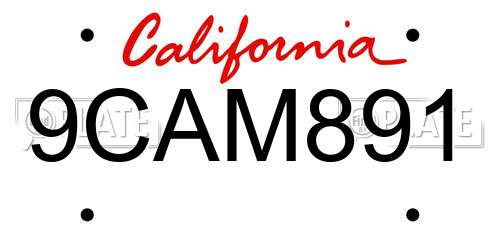 9CAM891 California License Plate