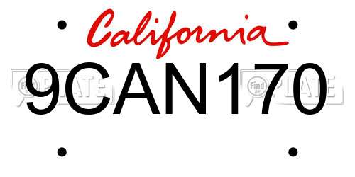 9CAN170 California License Plate