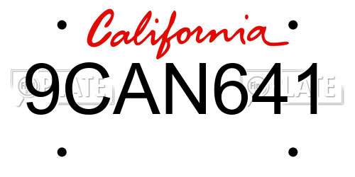 9CAN641 California License Plate