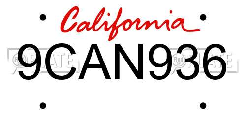 9CAN936 California License Plate