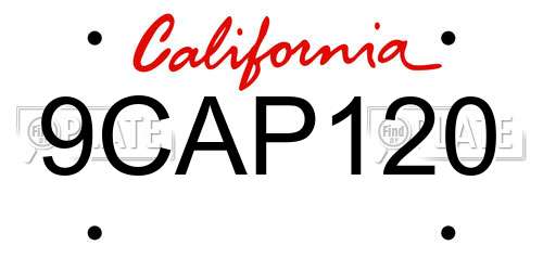 9CAP120 California License Plate