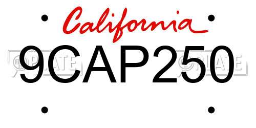 9CAP250 California License Plate