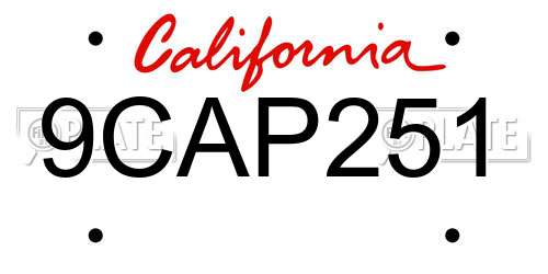 9CAP251 California License Plate