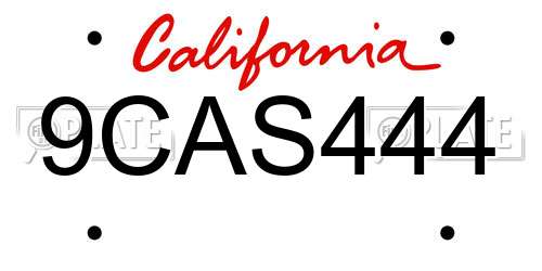 9CAS444 California License Plate