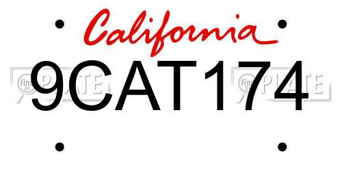 9CAT174 California License Plate