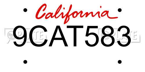 9CAT583 California License Plate