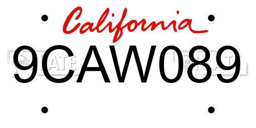 9CAW089 California License Plate