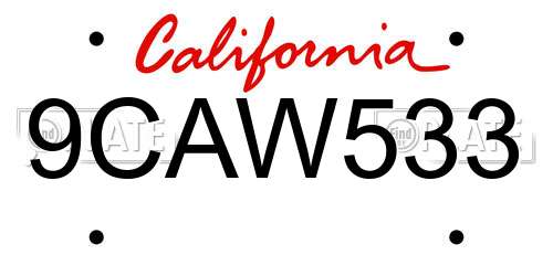 9CAW533 California License Plate