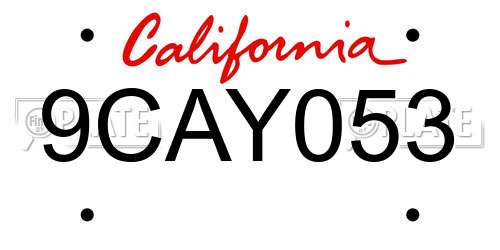 9CAY053 California License Plate