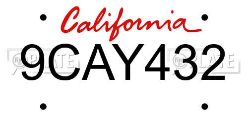 9CAY432 California License Plate
