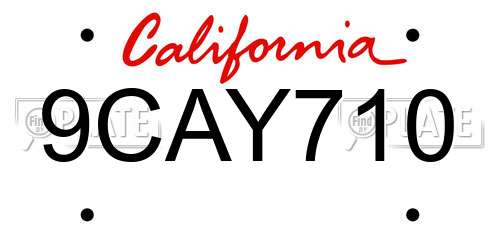 9CAY710 California License Plate