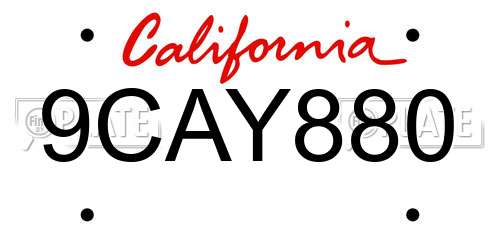 9CAY880 California License Plate