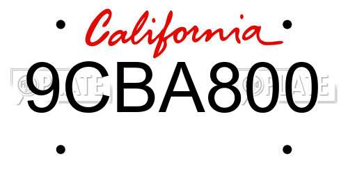 9CBA800 California License Plate