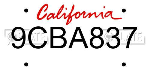 9CBA837 California License Plate