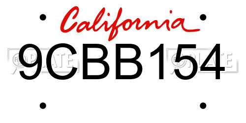 9CBB154 California License Plate