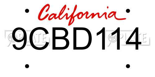 9CBD114 California License Plate