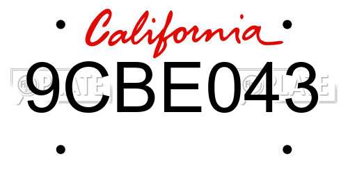 9CBE043 California License Plate