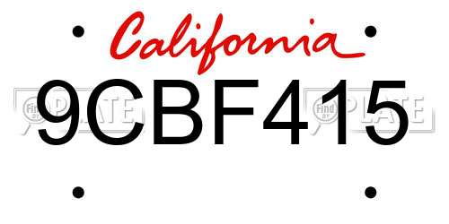 9CBF415 California License Plate
