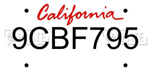 9CBF795 California License Plate