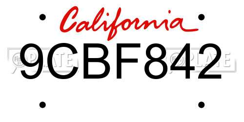 9CBF842 California License Plate