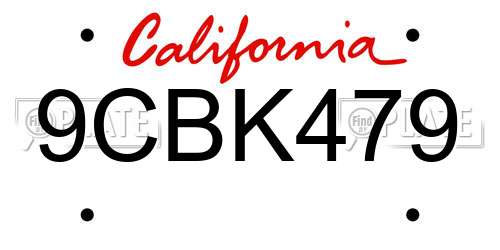 9CBK479 California License Plate