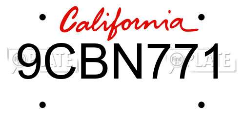9CBN771 California License Plate