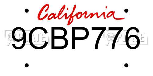 9CBP776 California License Plate