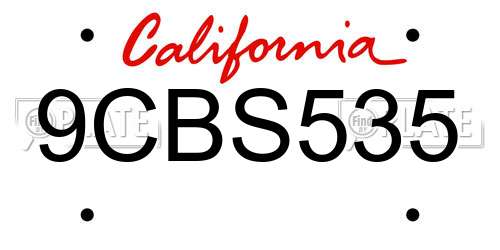 9CBS535 California License Plate