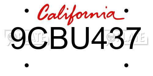 9CBU437 California License Plate