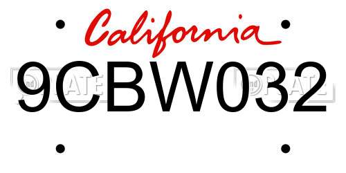 9CBW032 California License Plate