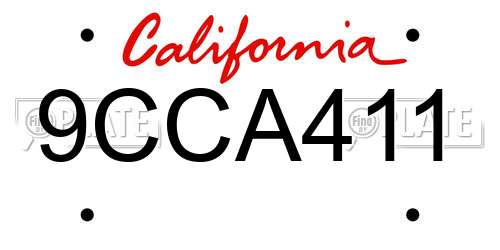 9CCA411 California License Plate