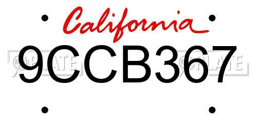 9CCB367 California License Plate