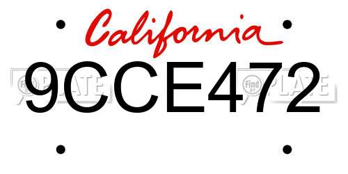 9CCE472 California License Plate