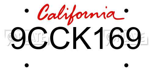9CCK169 California License Plate