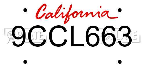 9CCL663 California License Plate