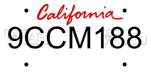 9CCM188 California License Plate