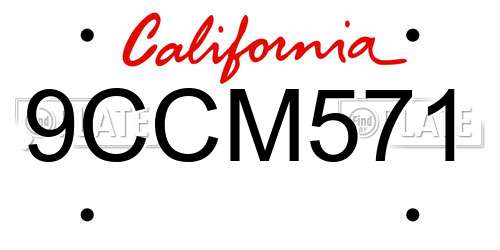 9CCM571 California License Plate