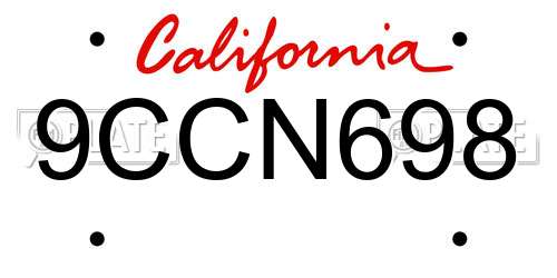 9CCN698 California License Plate