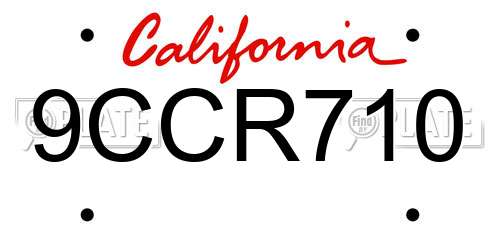 9CCR710 California License Plate