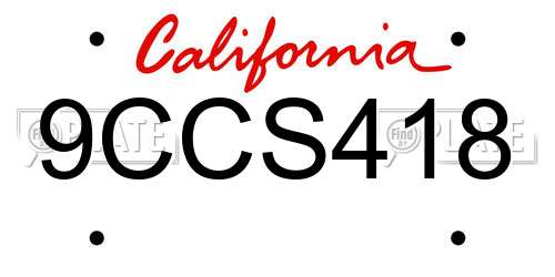 9CCS418 California License Plate