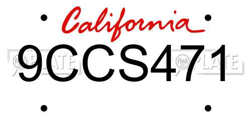 9CCS471 California License Plate