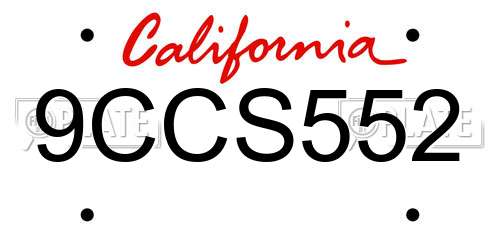 9CCS552 California License Plate