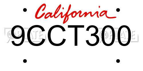 9CCT300 California License Plate