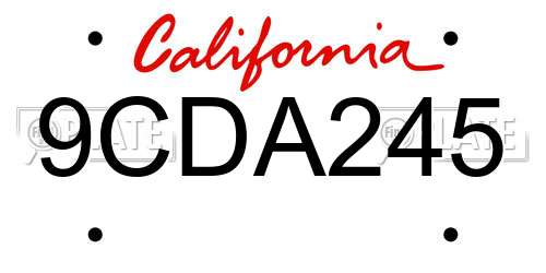 9CDA245 California License Plate