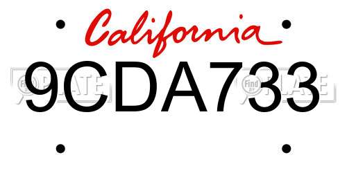 9CDA733 California License Plate