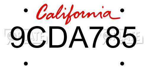 9CDA785 California License Plate