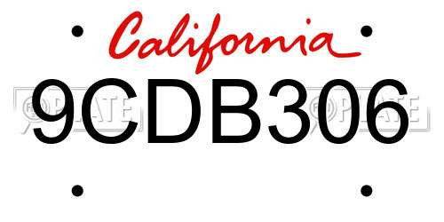 9CDB306 California License Plate