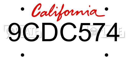 9CDC574 California License Plate